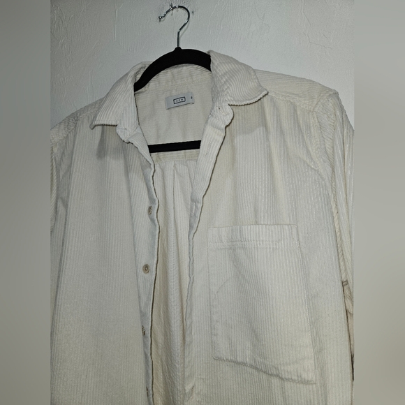 AYR Cream Shacket Corduroy Button Front Shirt Long Sleeve All Year Round XS - Picture 4 of 15